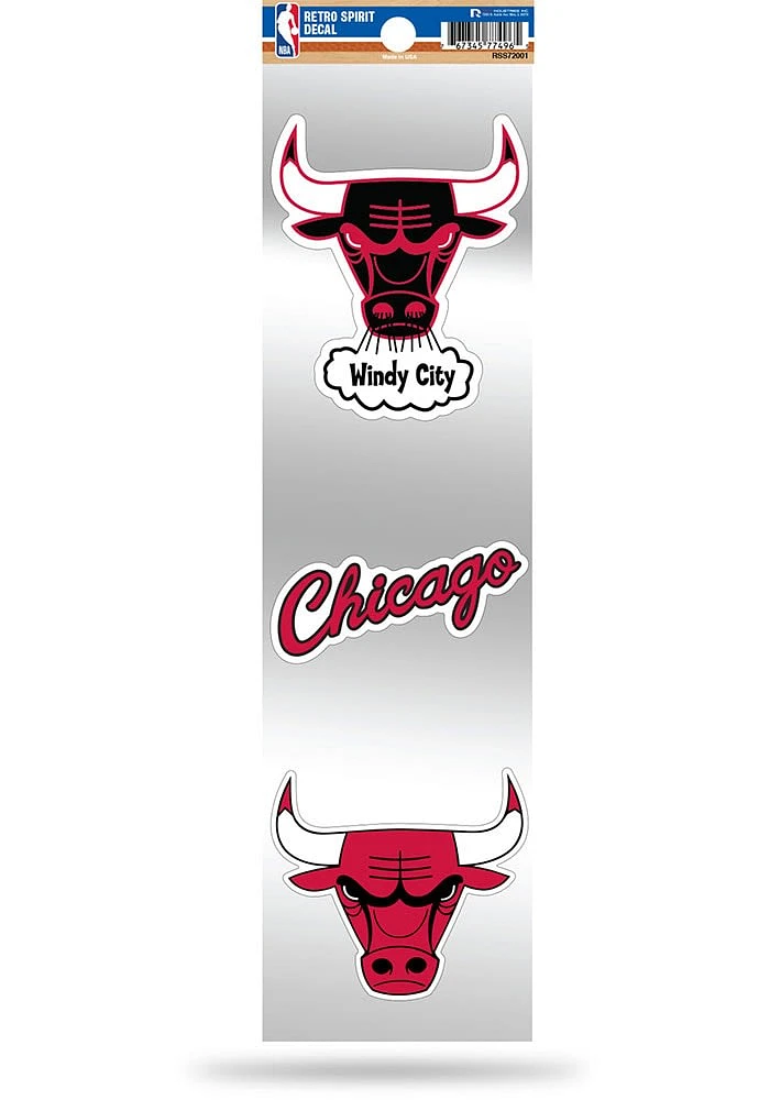 Chicago Bulls 3pc Retro Spirit Auto Decal - Red