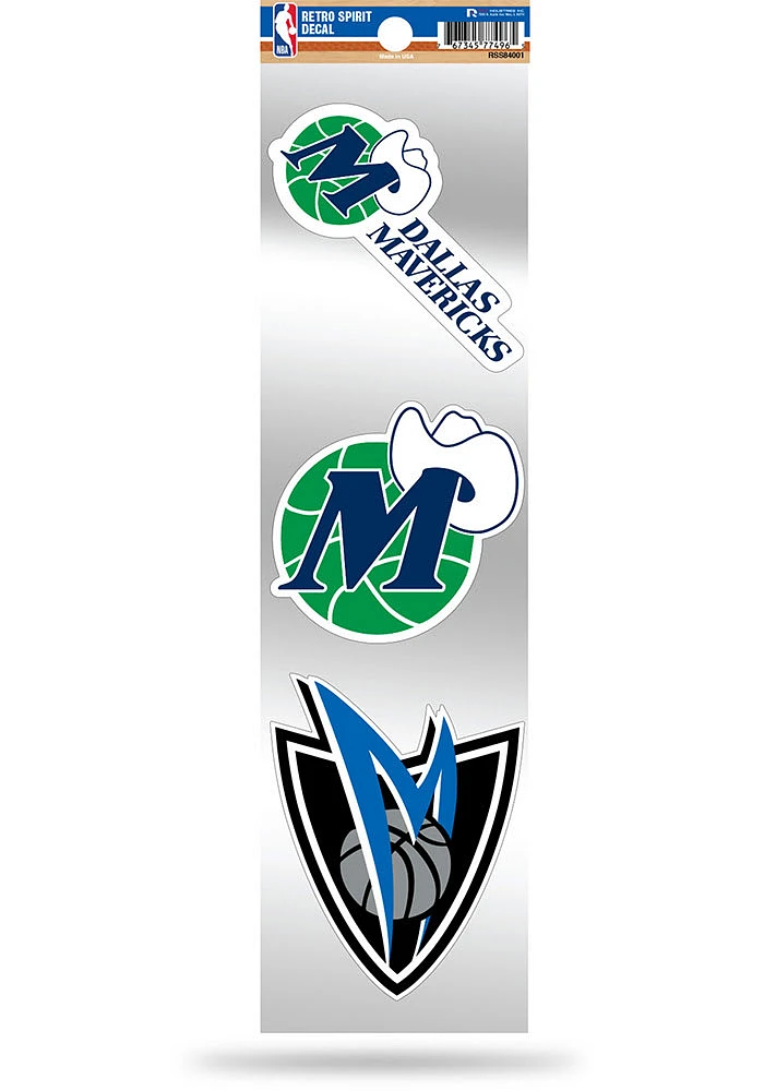 Dallas Mavericks 3pc Retro Spirit Auto Decal - Blue