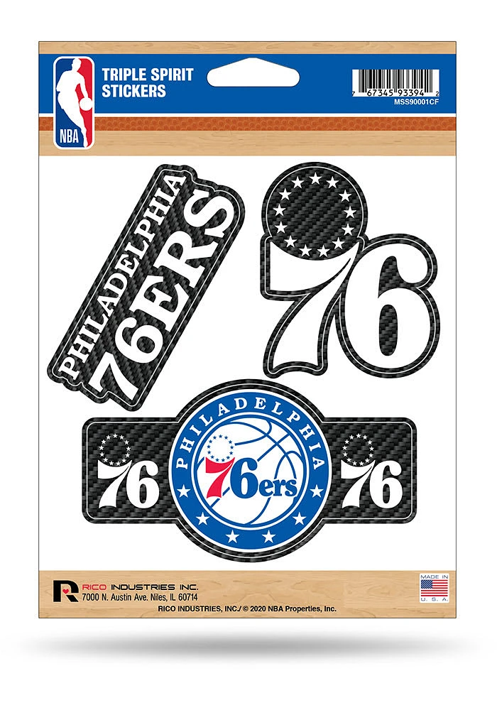 Philadelphia 76ers Carbon Triple Spirit Auto Decal - Blue