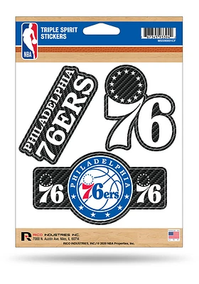 Philadelphia 76ers Carbon Triple Spirit Auto Decal - Blue