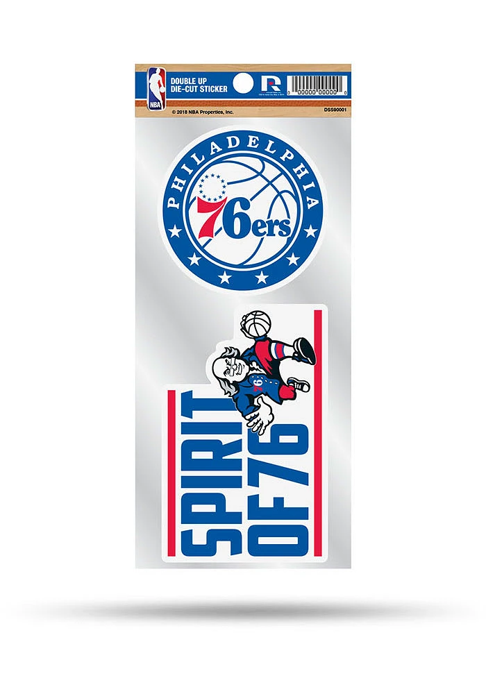 Philadelphia 76ers Double Up Auto Decal - Blue