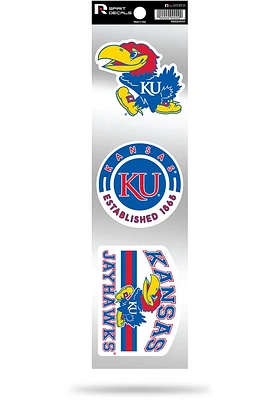Kansas Jayhawks 3pc Retro Spirit Auto Decal - Red