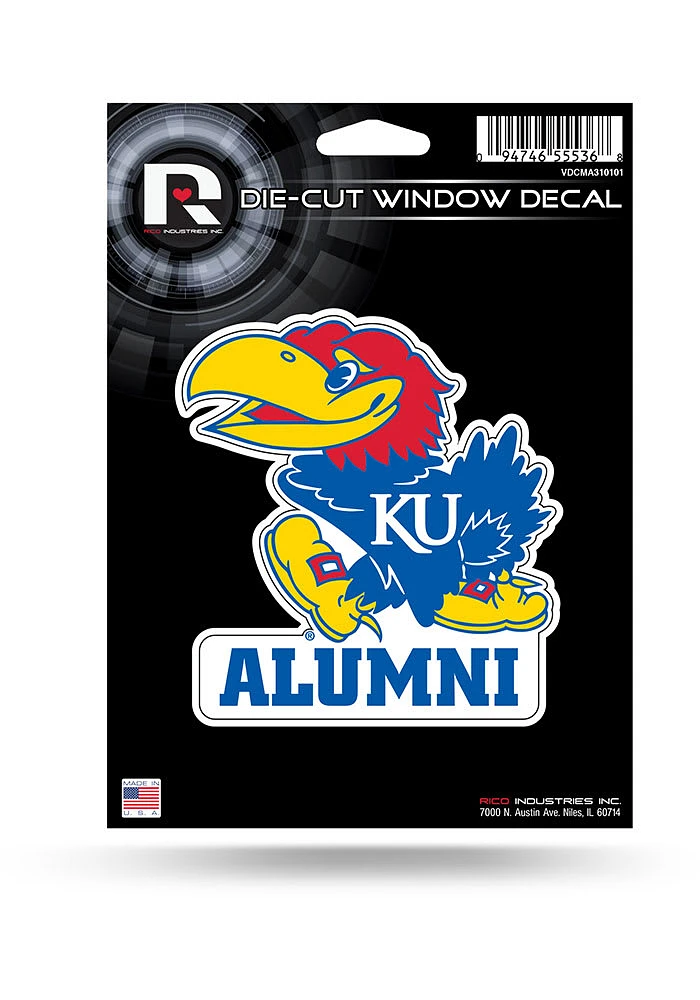 Kansas Jayhawks Alumni Die Cut Auto Decal - Red