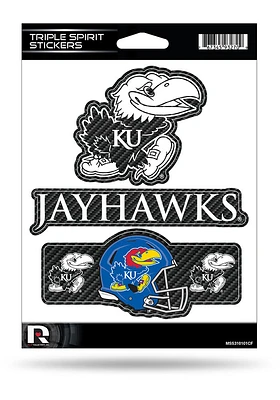 Kansas Jayhawks Carbon Triple Spirit Auto Decal - Red