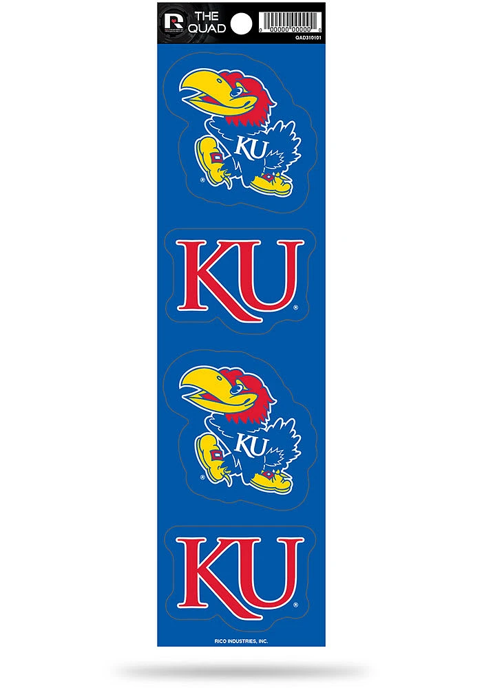 Kansas Jayhawks Quad Auto Decal - Red