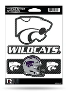 K-State Wildcats Carbon Triple Spirit Auto Decal - Purple