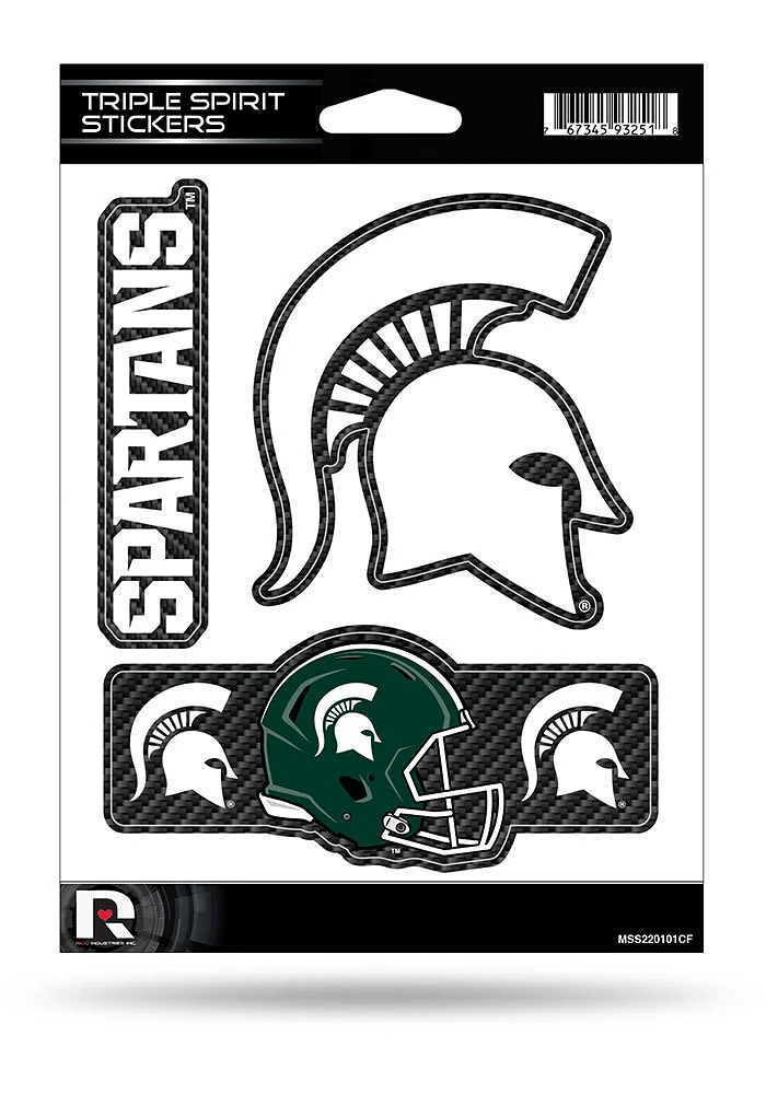 Michigan State Spartans Carbon Triple Spirit Auto Decal - Green