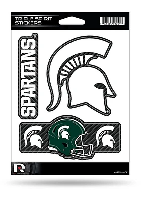 Michigan State Spartans Carbon Triple Spirit Auto Decal - Green