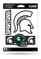 Michigan State Spartans Carbon Triple Spirit Auto Decal - Green