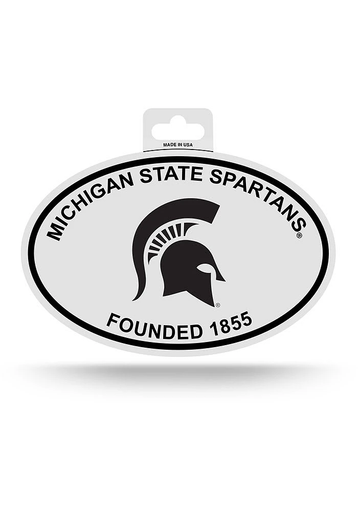 Michigan State Spartans White Oval Auto Decal - White