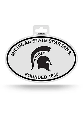 Michigan State Spartans White Oval Auto Decal - White