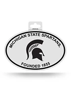 Michigan State Spartans White Oval Auto Decal - White