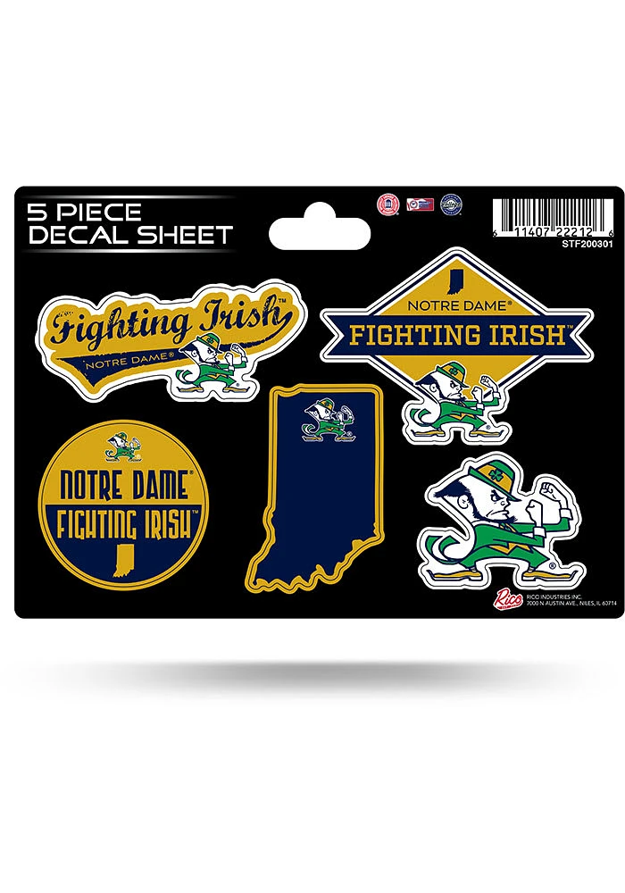 Notre Dame Fighting Irish 5pc Stickers - Blue