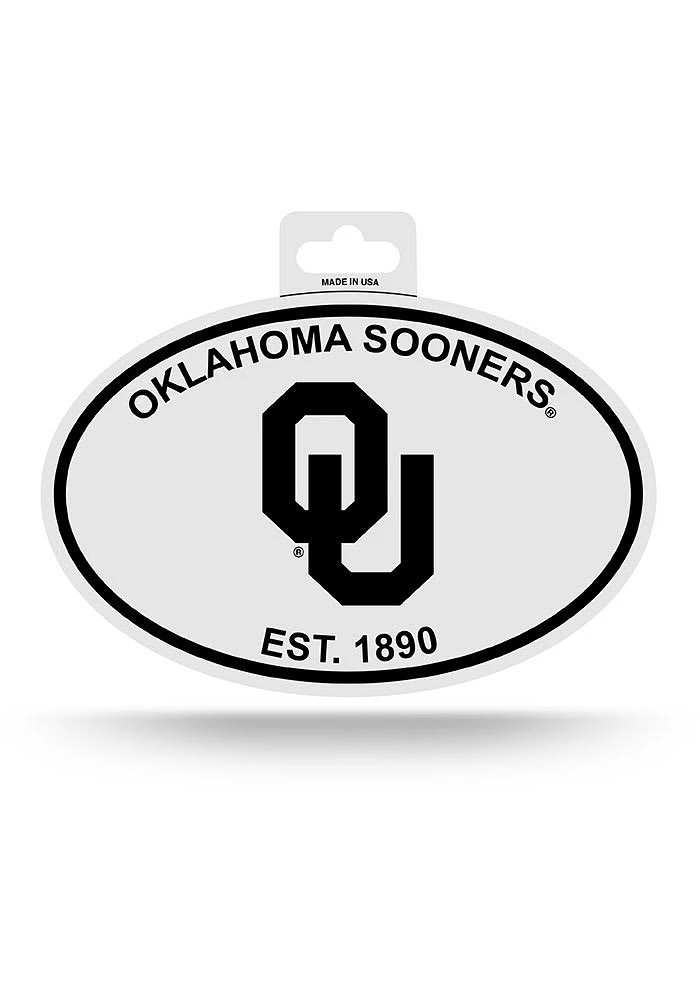 Oklahoma Sooners White Oval Auto Decal - White