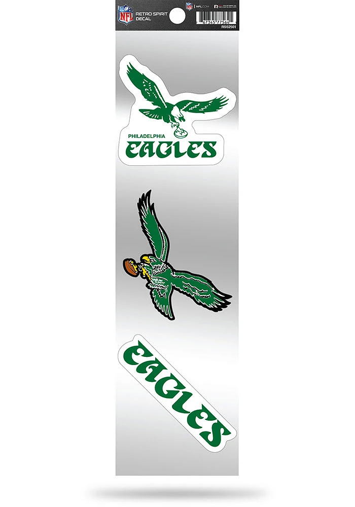 Philadelphia Eagles 3pc Retro Spirit Auto Decal - Kelly Green