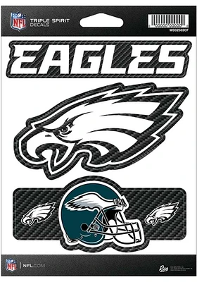 Philadelphia Eagles Carbon Triple Spirit Auto Decal - Midnight Green
