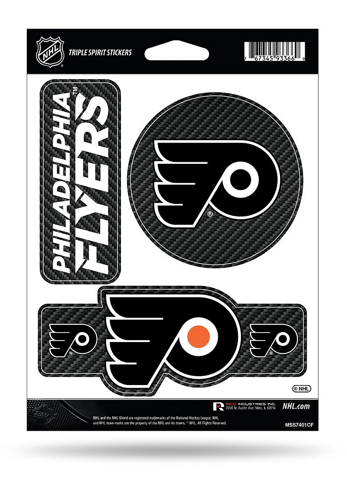 Philadelphia Flyers Carbon Triple Spirit Auto Decal - Black