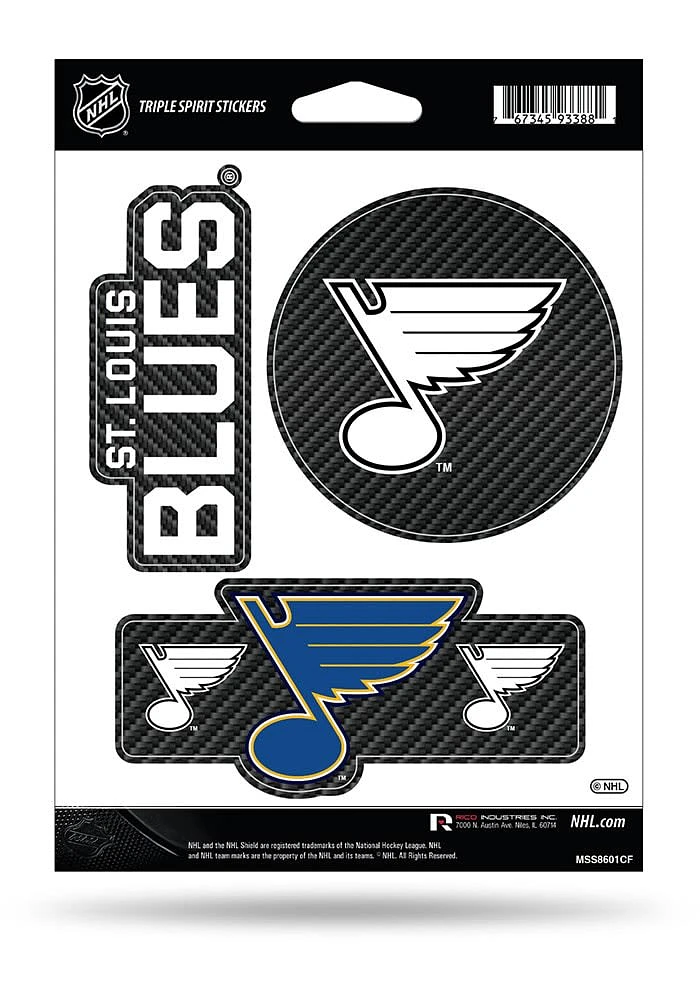 St Louis Blues Carbon Triple Spirit Auto Decal - Blue