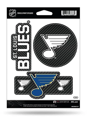 St Louis Blues Carbon Triple Spirit Auto Decal - Blue