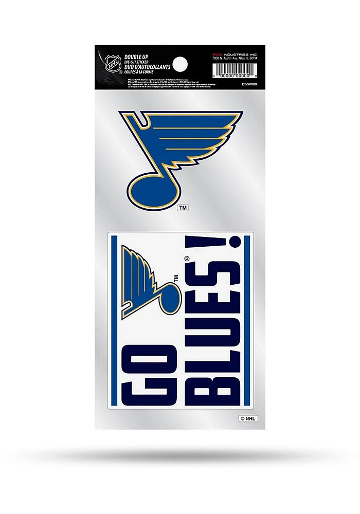 St Louis Blues Double Up Auto Decal - Blue