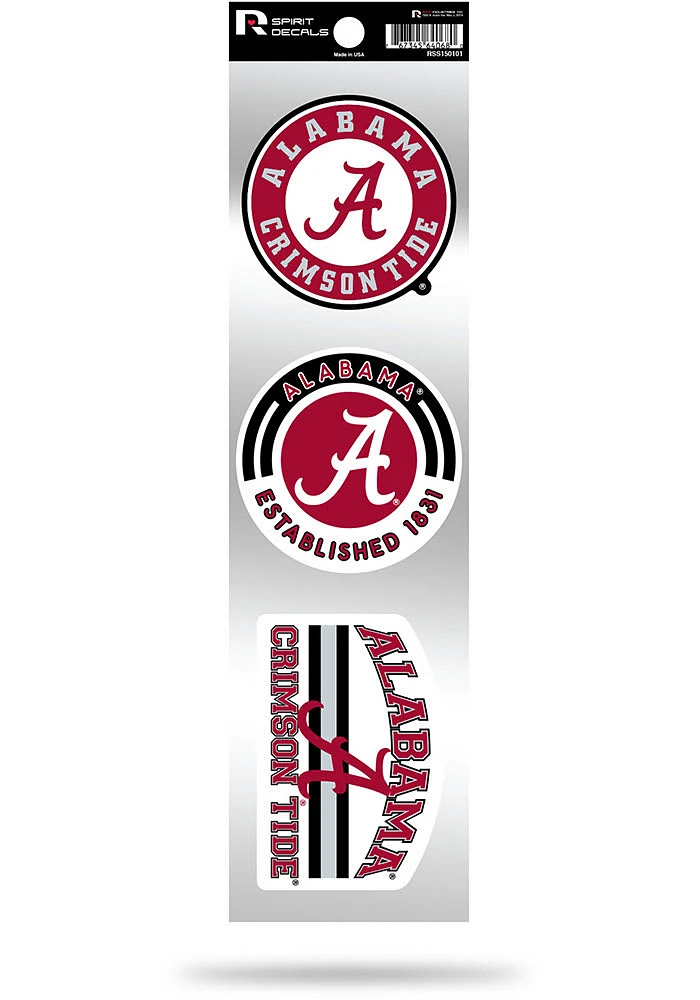Alabama Crimson Tide 3pk Retro Auto Decal - Crimson
