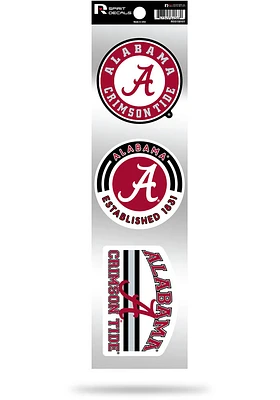 Alabama Crimson Tide 3pk Retro Auto Decal - Crimson