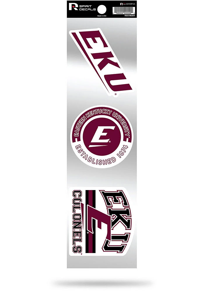 Eastern Kentucky Colonels 3pk Retro Auto Decal - Maroon