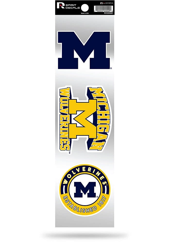 Michigan Wolverines 3pk Retro Auto Decal - Yellow