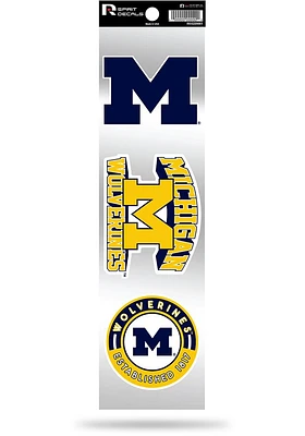 Michigan Wolverines 3pk Retro Auto Decal - Yellow