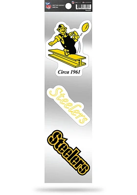 Pittsburgh Steelers 3pk Retro Auto Decal - Yellow