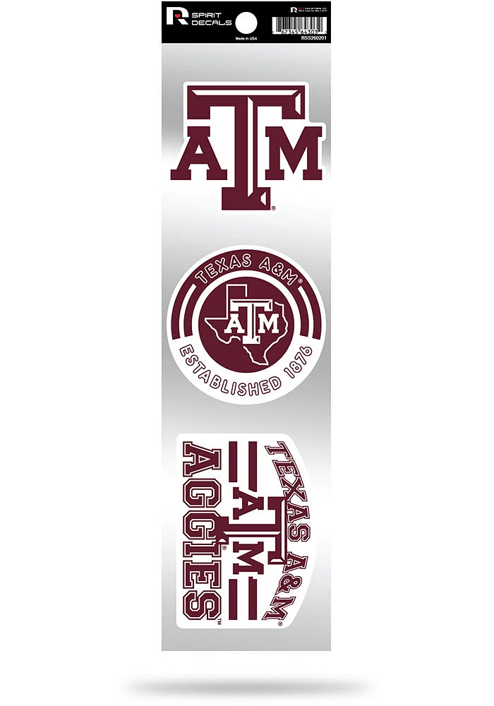 Texas A&M Aggies 3pk Retro Auto Decal - Maroon