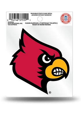 Louisville Cardinals Small Auto Static Cling Decal - Red