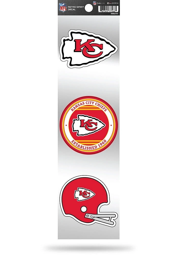 Kansas City Chiefs 3pk Retro Auto Decal - Red