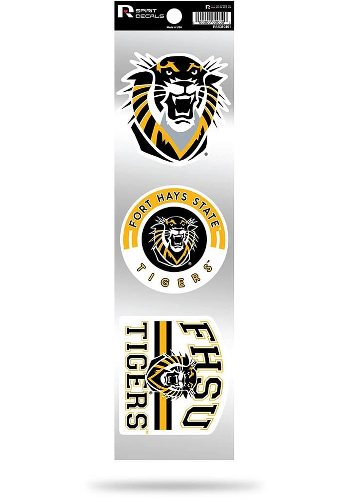 Fort Hays State Tigers 3pk Retro Auto Decal - Gold