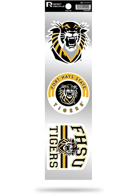 Fort Hays State Tigers 3pk Retro Auto Decal - Gold