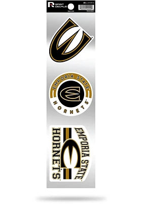 Emporia State Hornets 3pk Retro Auto Decal - Gold