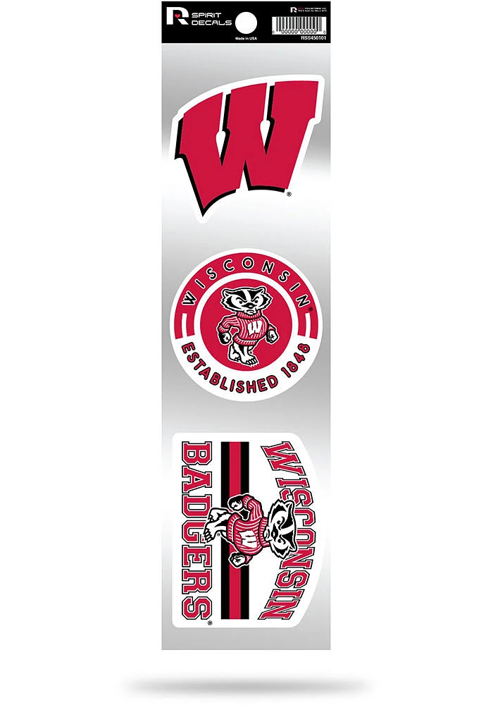 Wisconsin Badgers 3pk Retro Auto Decal - Cardinal