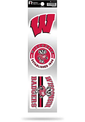 Wisconsin Badgers 3pk Retro Auto Decal - Cardinal