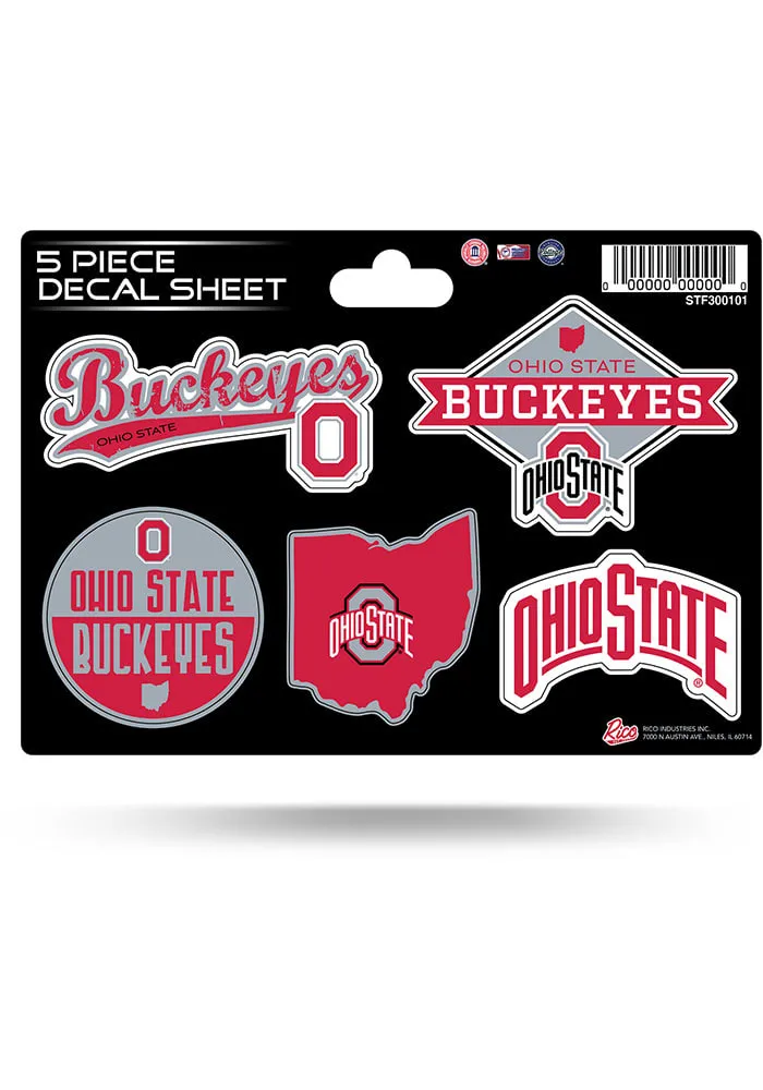 Red Ohio State Buckeyes 5pk Decal