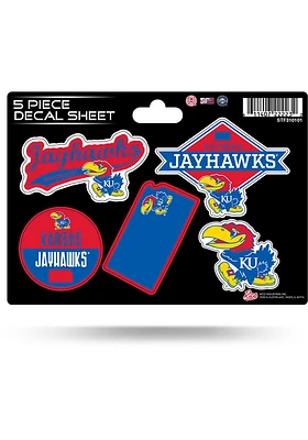 Kansas Jayhawks 5pk Auto Decal - Blue