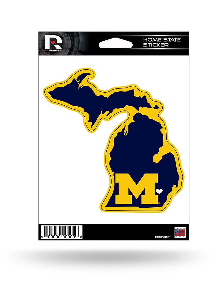 Michigan Wolverines State Shape Auto Decal - Blue