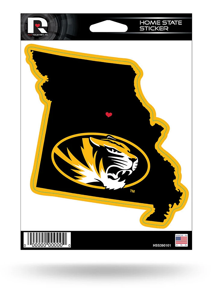 Missouri Tigers State Shape Auto Decal - Gold
