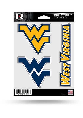 West Virginia Mountaineers Triple Spirit Auto Decal - Navy Blue