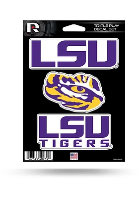 LSU Tigers Triple Play Auto Decal - Purple