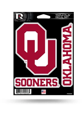 Oklahoma Sooners Triple Play Auto Decal - Crimson
