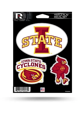 Iowa State Cyclones Triple Play Auto Decal - Cardinal