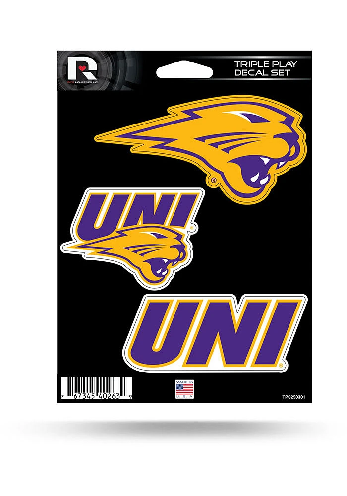 Northern Iowa Panthers Triple Play Auto Decal - Purple
