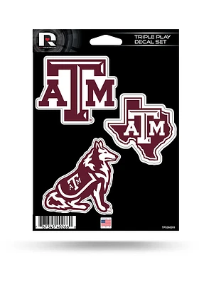Texas A&M Aggies Triple Play Auto Decal - Maroon