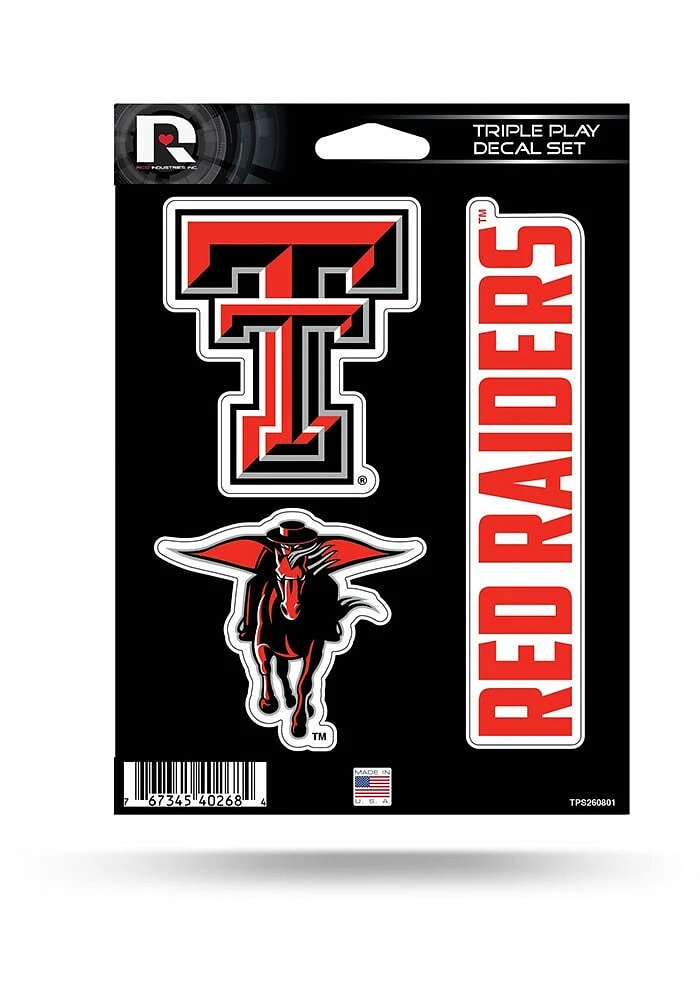 Texas Tech Red Raiders Triple Play Auto Decal - Red