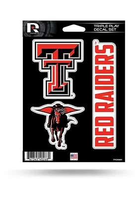 Texas Tech Red Raiders Triple Play Auto Decal - Red